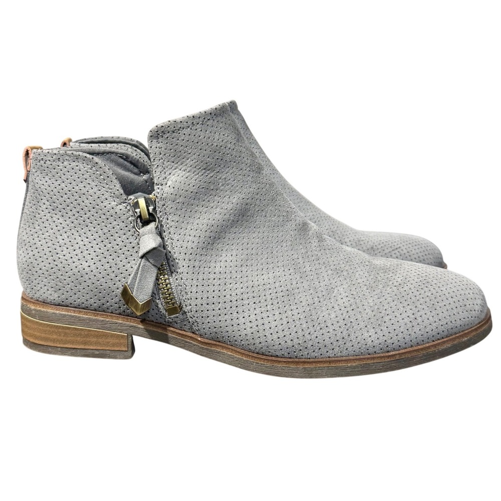 Dr Scholls Ankle Boots Grey Zip Up Booties Boho Fall Autumn Gray Boots Size 7